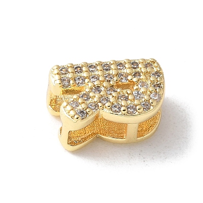 Brass Micro Pave Clear Cubic Zirconia Initial Multi-strand Links KK-S520-01G-18-1