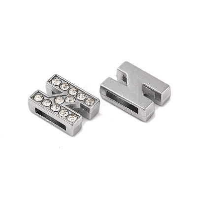 Alloy Initial Slide Charms with Grade A Rhinestones ALRI-R032-N-FF-1