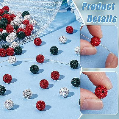 120Pcs 3 Colors Pave Disco Ball Beads RB-PH0001-42-1