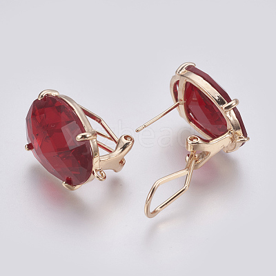 Faceted Glass Stud Earring Findings GLAA-F084-D03-1