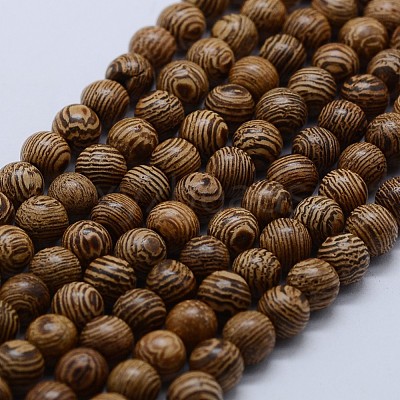 Natural Wenge Wood Beads Strands X-WOOD-F006-02-8mm-1