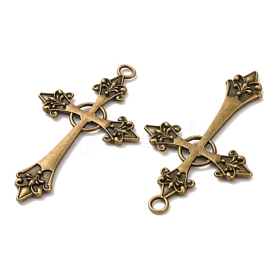Cross Tibetan Style Alloy Big Pendants TIBEP-Q058-04AB-FF-1