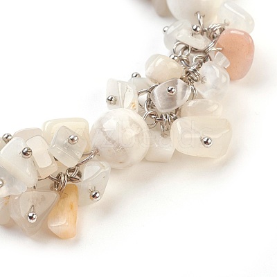 Natural White Moonstone Dangle Earrings and Bracelets Sets SJEW-JS00972-1