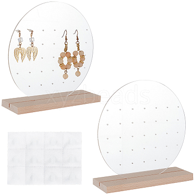 Round Transparent Acrylic Earring Stud Display Stand ODIS-WH0015-95-1