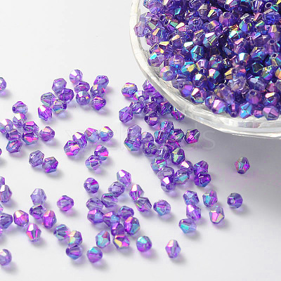Bicone AB Color Plated Eco-Friendly Transparent Acrylic Beads TACR-A003-4mm-21-1