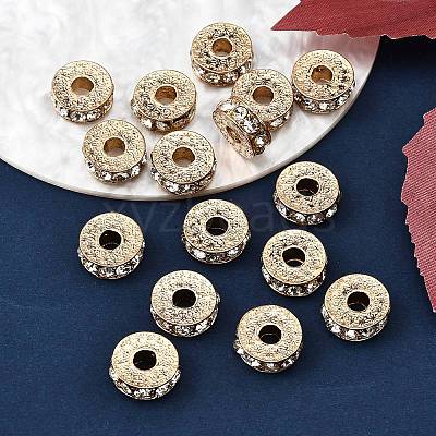 Rack Plating Flat Round Alloy Rhinestone Beads RB-D293-02LG-1