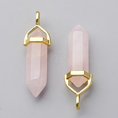 Natural Rose Quartz Double Terminated Pointed Pendants X-G-G902-B22-1