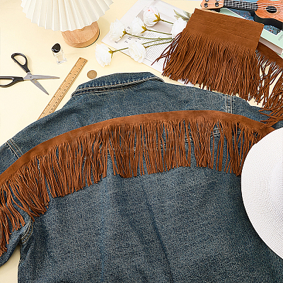 Faux Suede Fabric Tassel Ribbons OCOR-WH0109-110B-1