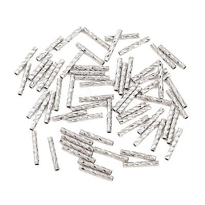 Brass Textured Tube Beads KK-H250-01A-P-1