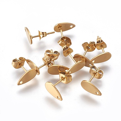 Ion Plating(IP) 304 Stainless Steel Stud Earring Findings STAS-O119-11A-G-1