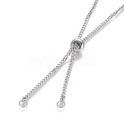 Adjustable 201 Stainless Steel Slider Necklaces MAK-L026-08A-P-1-1
