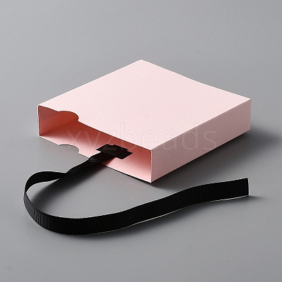 Square Paper Drawer Boxes with Ribbon AJEW-WH0033-02A-1