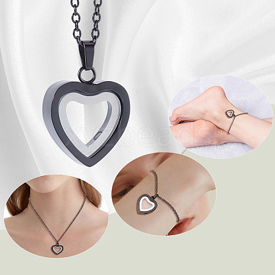 1Pc Stainless Steel Heart Pendant Urn Ashes Necklaces NJEW-CN0001-17B-1