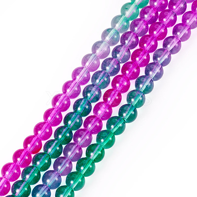 2 Strands Baking Paint Transparent Glass Beads DGLA-TA0001-20C-1
