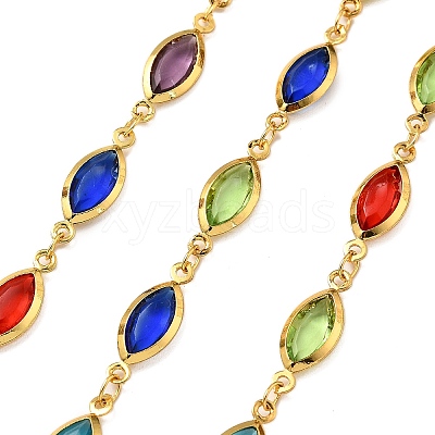 Brass Glass Horse Eye Link Chains CHC-R001-03G-03-1