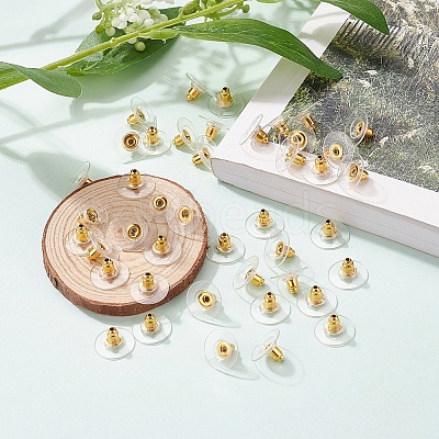 100 Pairs Brass Bullet Clutch Earring Backs KK-YW0001-32-1