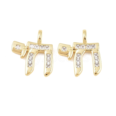 Brass Micro Pave Clear Cubic Zirconia Pendants KK-C170-11A-G-1