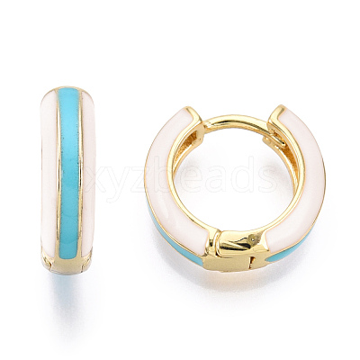 Brass Huggie Hoop Earrings EJEW-S209-07C-1