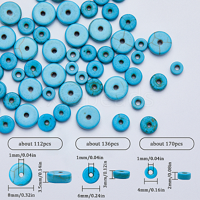 3 Strands 3 Sizes Dyed Synthetic Turquoise Dyed Beads Strands TURQ-SC0001-16-1