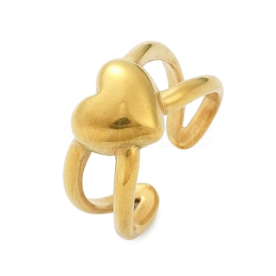 304 Stainless Steel Adjustable Open Cuff Rings for Women RJEW-U063-01A-G-1