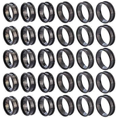 30Pcs 6 Styles 201 Stainless Steel Grooved Finger Ring Settings STAS-ME0003-12EB-1