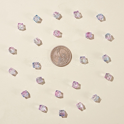 Two Tone Transparent Spray Painted Acrylic Bead X-ACRP-T005-26-1