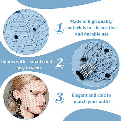 Nylon Fascinator Mesh Face Veil OHAR-WH0034-09A-01-1