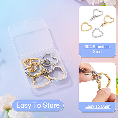 8Pcs 3 Styles 304 Stainless Steel Keychain Clasps STAS-TA0004-78-1