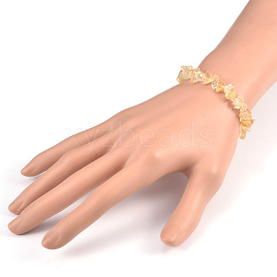 Chips Natural Citrine(Dyed & Heated) Beaded Stretch Bracelets BJEW-JB01826-08-1