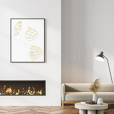 Leaf Acrylic Mirror Wall Stickers OACR-WH0032-06C-1
