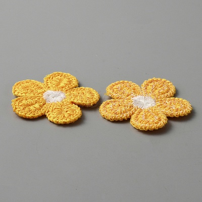 5-Petal Flower Shape Two Tone Crochet Appliques DIY-WH0399-61B-1
