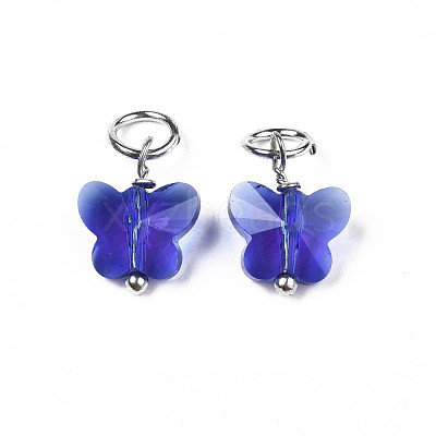 Faceted Transparent Glass Charms GLAA-T024-06C-1