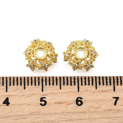 Star Brass Micro Pave Cubic Zirconia Bead Caps KK-K300-05B-G-1