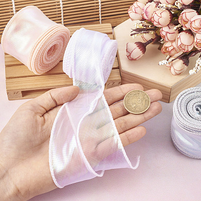 3 Rolls 3 Colors Flat Rainbow Color Organza Ribbon OCOR-TA0001-47-1