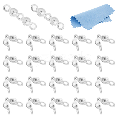 25Pcs 925 Sterling Silver Bead Tips Knot Covers STER-DC0001-55-1