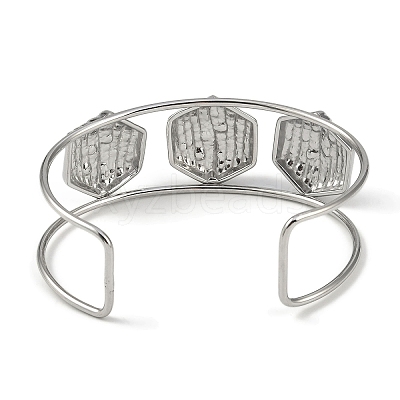 Non-Tarnish 304 Stainless Steel Wide Textured Open Cuff Bangles BJEW-Q348-05P-02-1