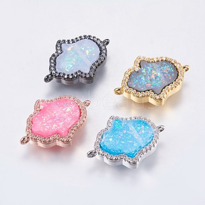 Brass Micro Pave Cubic Zirconia Links Connectors KK-E225-1