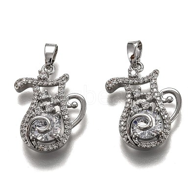 Brass Clear Cubic Zirconia Constellation Charms KK-J278-33P-K-1