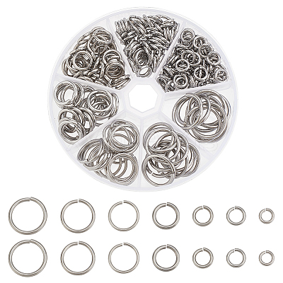 226Pcs 7 Styles 304 Stainless Steel Open Jump Rings STAS-PH0005-53-1