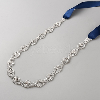 Metal Full Crystal Rhinestone Horse Eye Bridal Waist Belts for Wedding Dress AJEW-WH20080-65E-S-1