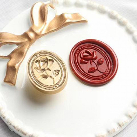 Golden Tone Wax Seal Alloy Stamp Head STAM-PW0005-015G-08-1