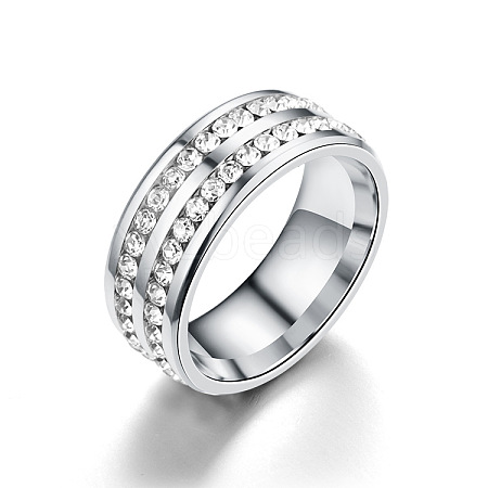 201 Stainless Steel Rhinestone Finger Ring FS-WGE7DD5-03-1