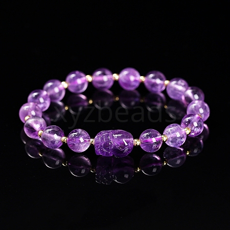 Natural Amethyst Stretch Bracelets PW-WG9B861-03-1