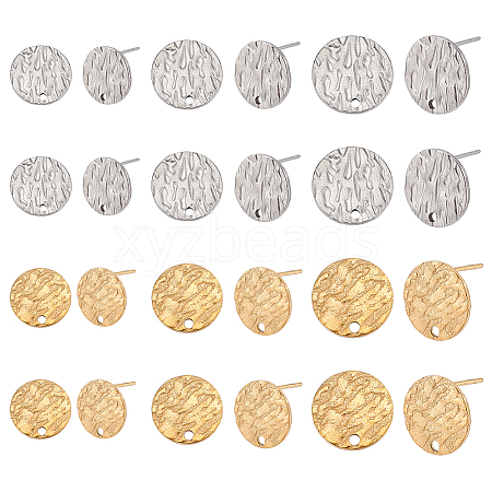   24Pcs 6 Style 304 Stainless Steel Stud Earring Findings STAS-PH0004-56-1