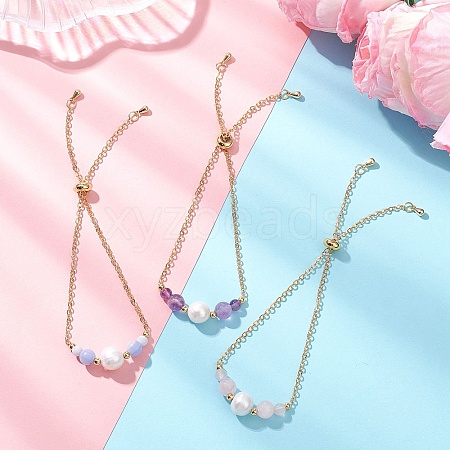 Natural Gemstone Beads Link Bracelets BJEW-JB13087-1