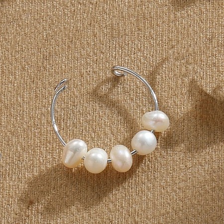 Five Natural Freshwater Pearl Oval Beaded Finger Rings WG9E4BA-01-1