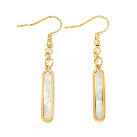 Ion Plating(IP) Rectangle Synthetic Shell Dangle Earrings EJEW-G400-48G-02-1