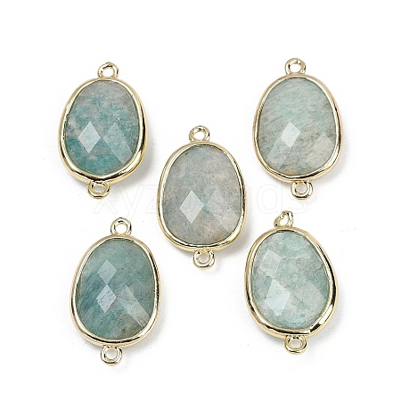 Natural Amazonite Faceted Connector Charms G-K347-11G-04-1