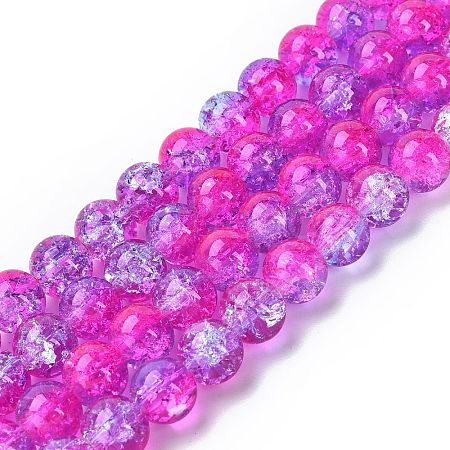 Spray Painted Crackle Glass Beads Strands CCG-Q002-10mm-09-1