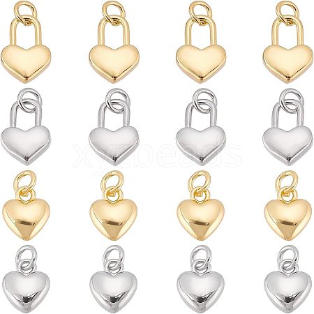 SUPERFINDINGS 16Pcs 4 Style Rack Plating Real 18K Gold Plated Brass Pendants KK-FH0003-96-1